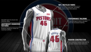 Die Pistons sind eines der Teams, das mit einem Sponsor auf der rechten Seite aufläuft