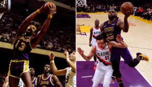 Wilt Chamberlain und LeBron James - zwei Legenden im Dress der Los Angeles Lakers.
