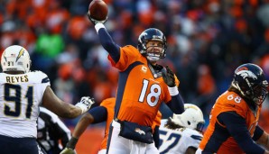 Peyton Manning (M.) warf gegen San Diego seine Saison-Touchdowns 56 und 57