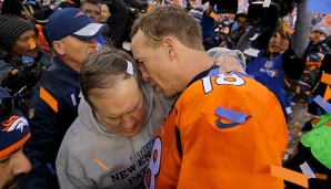 Sein "leztes Rodeo"? Manning (r.) im Gespräch mit Patriots-Coach Bill Belichick