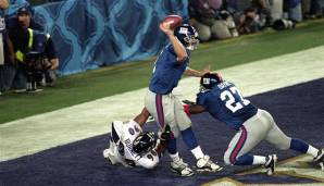 Platz 2, Kerry Collins (New York Giants), Super Bowl XXXV: 15/39, 112 YDS, 4 INT, QBR: 7,1