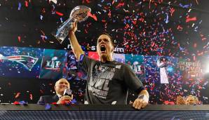 Platz 8, Tom Brady (New England Patriots), Super Bowl LI: 43/62, 466 YDS, 2 TD, INT, QBR: 95,2