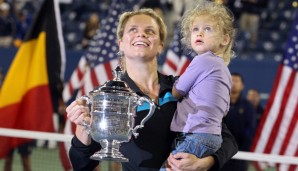 Kim Clijsters freut sich mit Töchterchen Jada über ihren US-Open-Titel 2010