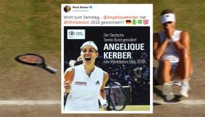 Boris Becker gratuliert Angie Kerber mit dem "Wort zum Samstag" für den Erfolg in seinem Wohnzimmer.