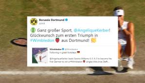 Natürlich feiern auch andere Bundesliga-Vereine den ganz großen Sport von Angelique Kerber. Der BVB reiht sich ebenso in die Gratulanten ein wie...