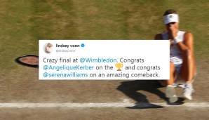 Skistar Lindsey Vonn huldigt nicht nur der verdienten Siegerin Angie Kerber, sondern gratuliert auch Serena Williams für ihr großartiges Comeback.