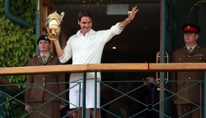 2012: Roger Federer knackt im Finale Andy Murray 4:6, 7:5, 6:3, 6:4 und holt sich den siebten Wimbledon-Titel im Einzel