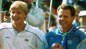 Boris Becker und Günther Bosch in Wimbledon 1986