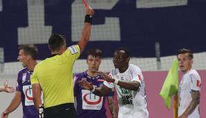 Kelvin Yeboah sah im Spiel gegen Austria Wien die rote Karte.