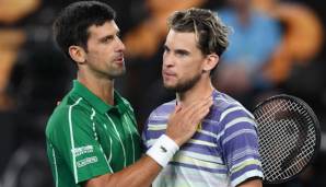 Novak Djokovic gratuliert Dominic Thiem nach dem Spiel