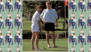 Der FC Bayern hatte Anfang der 90er Jahre die lustige Idee, ein paar Spieler zum Fotoshooting zum Golfen zu schicken. Hier: Olaf Thon und Thomas Strunz