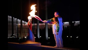 Die beiden Nationalhelden durften die Olympische Flamme entzünden