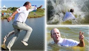 Golf-Profi Thomas Levet feierte seinen Sieg bei den French Open mit einem Sprung in den Teich, dieser war allerdings etwas flach. Der Franzose schlug hart auf und erlitt einen Haarriss im Schienbein. Sechs Wochen Gips.