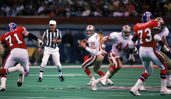 XXIV: San Francisco 49ers - Denver Broncos 55:10 - Die größte Klatsche der Super-Bowl-Historie. MVP Joe Montana gelang einfach alles (297 YDS, 5 TD), Elway in seiner dritten Super-Bowl-Niederlage dagegen gar nichts (10/26, 108 YDS, 2 INT)
