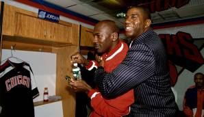 Zwei Ausnahmespieler unter sich: 1991 - in Magic Johnsons letztem Profijahr - holen die Chicago Bulls um Jordan den Meistertitel gegen die Lakers.