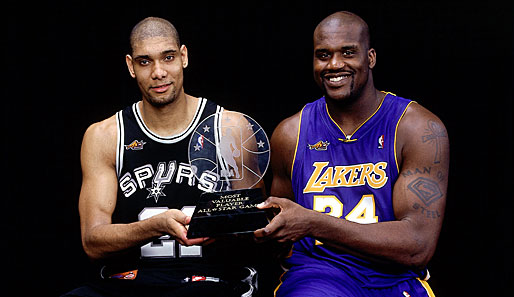 2000: Tim Duncan (San Antonio Spurs) und Shaquille O'Neal (Los Angeles Lakers)