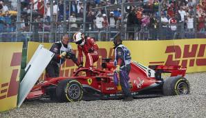 Das wohl größte Drama der gesamten Saison 2018: Vettel liegt bei seinem Heim-GP mit großem Vorsprung in Führung und steht kurz vor seinem ersten Sieg in Hockenheim. Dann setzt der Regen ein und Vettel rutscht ins Kiesbett.