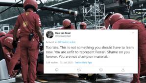 User Stan van Maal weist die Entschuldigung brüsk zurück. Dann haut er noch ordentlich auf Vettels Kollegen drauf: "Du bist nicht geeignet, Ferrari zu vertreten. Schäm dich für alle Zeit. Du hast nicht das Zeug zum Champion."