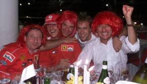 Jean Todt, Michael Schumacher, Rubens Barrichello, Luca Badoer und Luca di Montezemolo