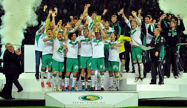 Werder Bremen feiert den DFB-Pokalsieg 2009.