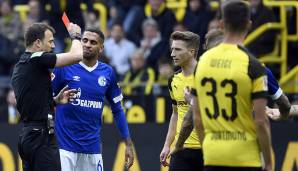 Platz 4: Am 31. Spieltag der vergangenen Saison kämpfte Dortmund noch um den Meistertitel - doch dann kam Schalke. Trotz zwischenzeitlicher 1:0-Führung verlor der BVB mit 2:4 und darüber hinaus mit Wolf und Reus zwei Spieler per Platzverweis.