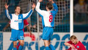 VIER TORE: Bart Goor (Hertha BSC) - 6:0 gegen den HSV am 10. März 2002: Als Mittelfeldspieler schlug Goor gegen hilflose Hamburger viermal zu, darunter dreimal in der zweiten Hälfte. Außerdem traf er zweimal Aluminium.