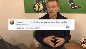 Klinsmann ließ keine Chance ungenutzt, sich selbst zu beweihräuchern. Mit seinem Wechsel zur Hertha habe er einem "Himmelfahrtskommando" zugestimmt. Welchen Eindruck er mit diesen Aussagen bei der Facebook-Gemeinde hinterließ, zeigt diese Frage.