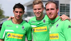 2015, drei Neuzugänge für die Borussia: Lars Stindl, Nico Elvedi und Tobias Sippel (v.l.n.r.).