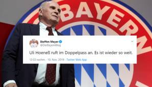 Bayern-Präsident Uli Hoeneß hat mit einem kuriosen Anruf im "Sport1-Doppelpass" - seinem ersten seit der Kokain-Affäre um Christoph Daum vor 19 Jahren - für Aufsehen gesorgt. Hier gibt es die Netzreaktionen.