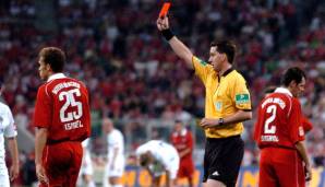 Platz 2: VALERIEN ISMAEL (2) - am 5. August 2005 sah der Innenverteidiger die Gelb-Rote Karte gegen Borussia Mönchengladbach. Trotzdem gewannen die Bayern mit 3:0.