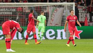 Bedröppelte Gesichter: Bayer Leverkusen verpatzte sein Champions-League-Comeback gegen Lokomotive Moskau.
