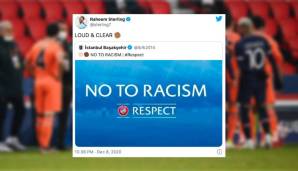 Raheem Sterling (Manchester City): "Laut und deutlich: Nein zu Rassismus!"