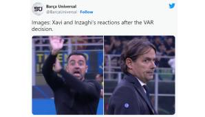 Xavis und Inzaghis Reaktion nach der VAR-Entscheidung.