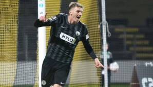 Elversbergs Nick Woltemade feiert sedinen Treffer zum 1:0-Sieg in Bayreuth.