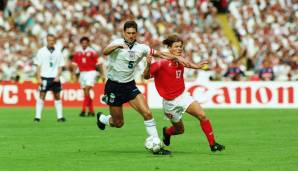 EM 1996: Erstmals mit 16 Mannschaften holte sich Deutschland den Titel zum dritten Mal. Das Eröffnungsspiel im Wembley (8. Juni) endete 1:1 zwischen Gastgeber England und der Schweiz. Alan Shearers Führungstor wurde von Kubilay Türkyilmaz egalisiert.
