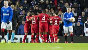 Souveräner Sieg in Glasgow: Bayer Leverkusen bejubelt den Führungstreffer von Kai Havertz gegen die Rangers.