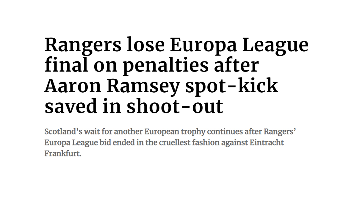Scotsman: "Rangers verlieren Europa-League-Finale im Elfmeterschießen."