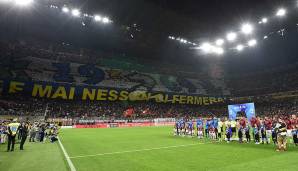 "Und niemand wird uns jemals aufhalten": Mit dem Banner feiern sich die Inter-Ultras und den 50. Geburtstag der Boys S.A.N, einer der ältesten Ultra-Gruppierungen Italiens, vor dem Derby gegen Milan.