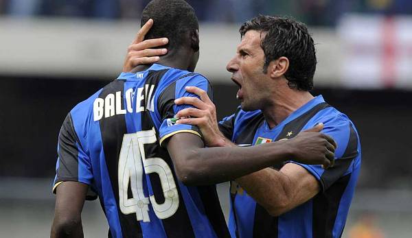 LUIS FIGO und MARIO BALOTELLI bei Inter Mailand von 2007 bis 2009.