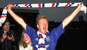 Mo Johnston bejubelt den Meistertitel mit den Rangers 1990.