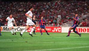 Szene aus dem Champions-League-Finale 1994: Daniele Massaro (ganz links) erzielt eines seiner beiden Tore bei Milans 4:0-Rutsche gegen den FC Barcelona.