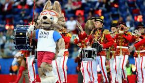 2018: Der Wolf Zabivaka wird uns die nächsten vier Wochen durch die WM in Russland begleiten. Immer cool mit Sonnenbrille.