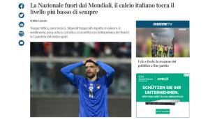 Corriere della Sera: "Katastrophe! Italien verliert gegen Nordmazedonien. Die Azzurri verpassen auch die WM 2022. Ausgelöscht von einer Nation, Nordmazedonien, von der viele nicht wusste, dass die existiert. Italien war niemals gefährlich."