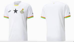GHANA (Heimtrikot): Ghana hat für die WM ein minimalistisches Design gewählt. Nachdem man beim letzten Heimtrikot durchgehend geometrische Muster bevorzugte, wird man 2022 wieder ganz in Weiß auftreten – mit roten, gelben und grünen Akzenten.