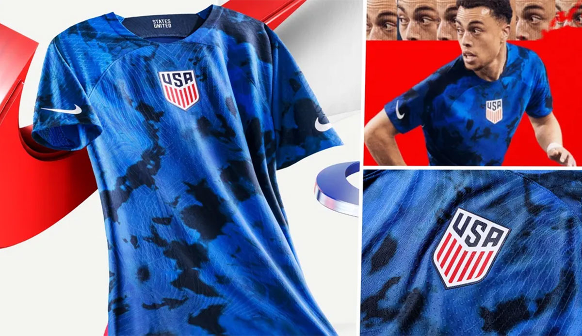 USA (Auswärtstrikot): Das Auswärtstrikot der USA hat einen ähnlichen Look wie das Heimtrikot, wobei das Logo der Nation vorne und in der Mitte platziert ist. Königsblau ist auf diesem Shirt die Farbe der Stunde.