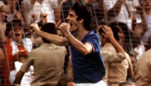 WM 1982: PAOLO ROSSI (Italien / 6 Tore in 7 Spielen / WM-Titel, Sieg im Finale über Deutschland)