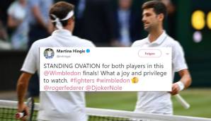 Es schauten auch Legenden des Tennissports zu: Martina Hingis, Wimbledon-Championesse 1997, war vom Finale begeistert. Auch wenn sie ihrem Landsmann Federer die Daumen gedrückt haben könnte.