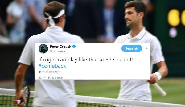 Peter Crouch hat seine Karriere vor wenigen Tagen offiziell beendet. Aber wenn ein Roger Federer mit frischen 37 so auftrumpft ..! Gut, der ist aber auch ein knappes halbes Jahr jünger als Crouch!