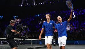 Roger Federer und Alexander Zverev haben ihr Doppel beim Laver Cup gewonnen.