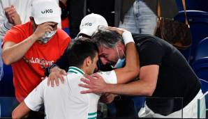 Novak Djokovic mit Coach Goran Ivanisevic nach dem Sieg bei den Australian Open.